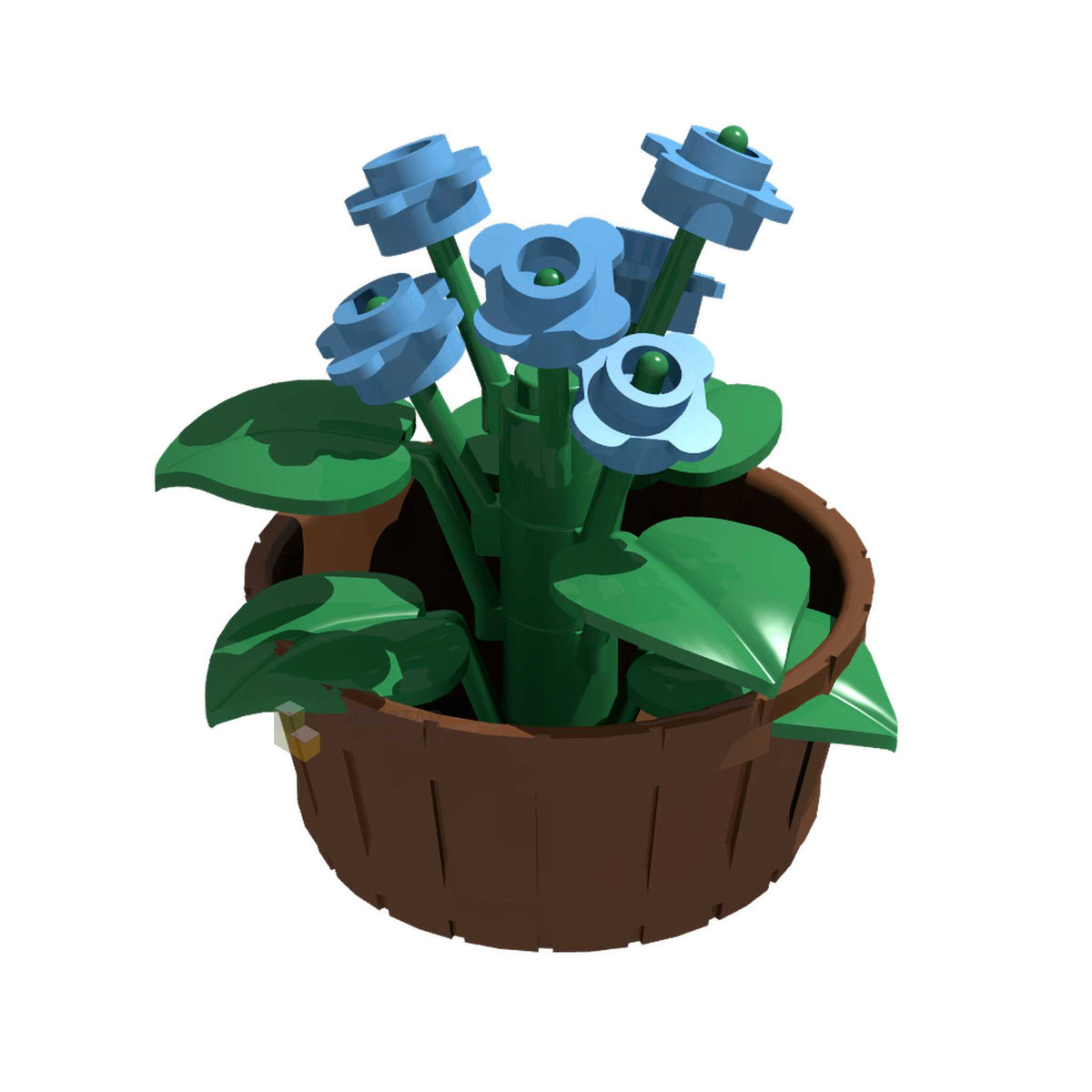 LB-20046-Blumenkübel hellblaue Blume (Lonestar-Bricks)