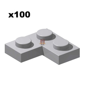 Plate Ecke 1x2x2 Hellgrau 100 Stück (GoBricks)
