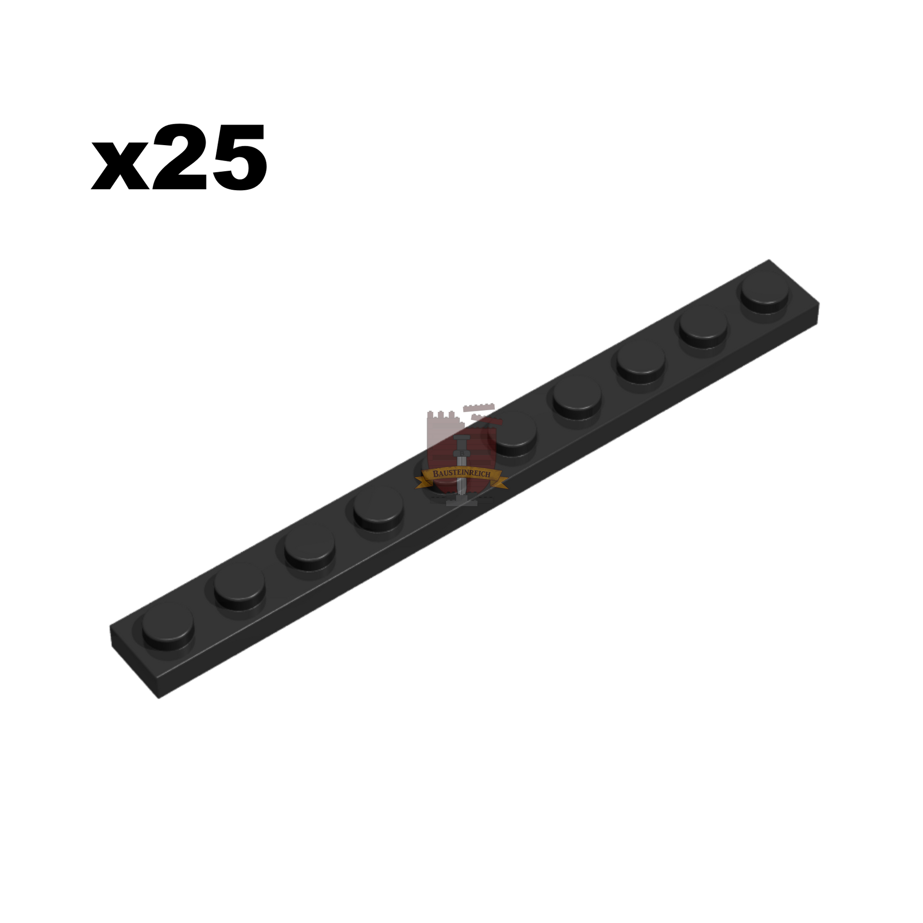 Plate 1x10 schwarz 25 Stück (Gobricks)