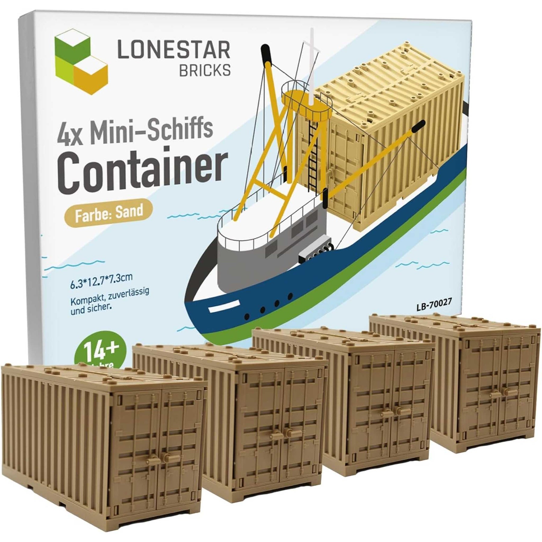 LONESTAR Klemmbausteine I 4er Set Schiffs-Container I Sand