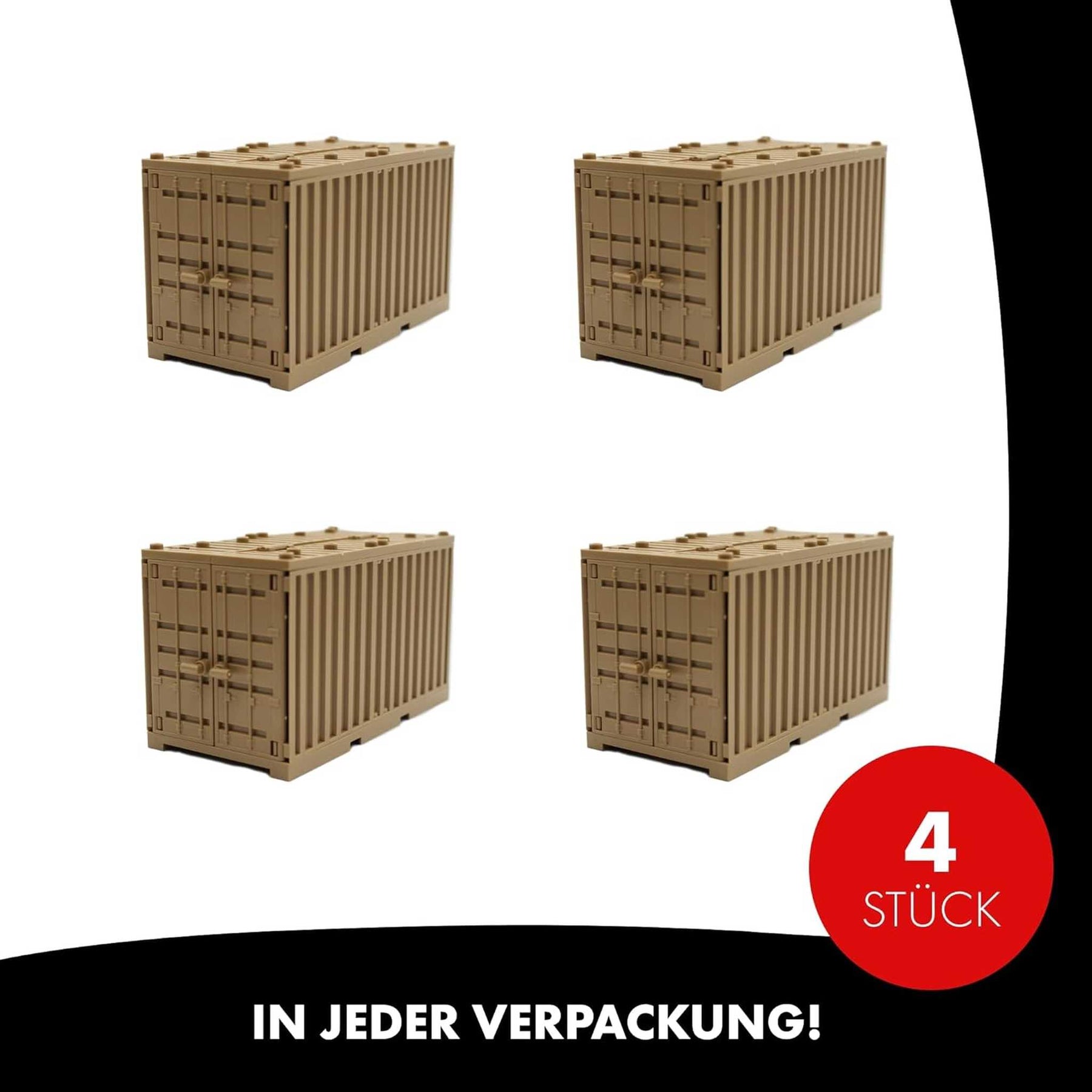 LONESTAR Klemmbausteine I 4er Set Schiffs-Container I Sand