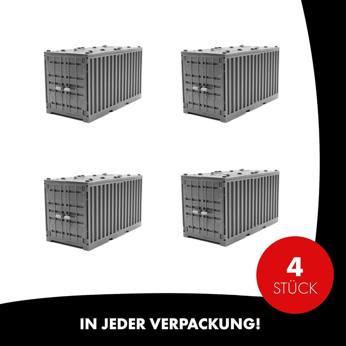 LONESTAR Klemmbausteine I 4er Set Schiffs-Container I Grau