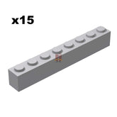 Brick 1x8 Hellgrau 15 Stück (GoBricks)