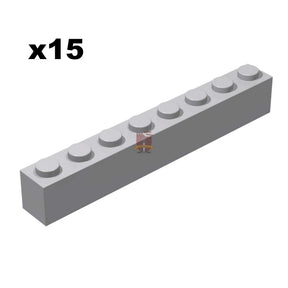 Brick 1x8 Hellgrau 15 Stück (GoBricks)