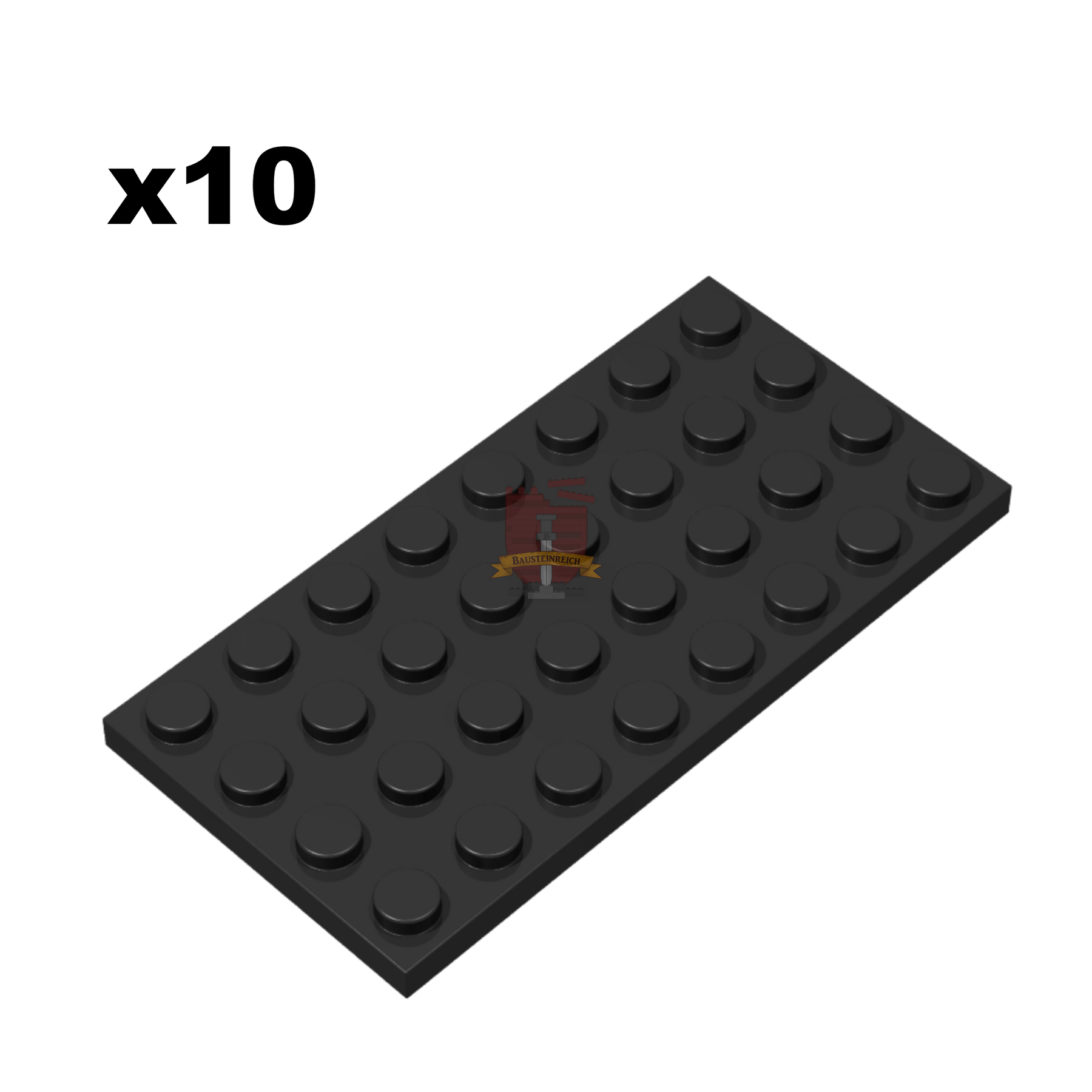 Plate 4x8 Schwarz 10 Stück (GoBricks)