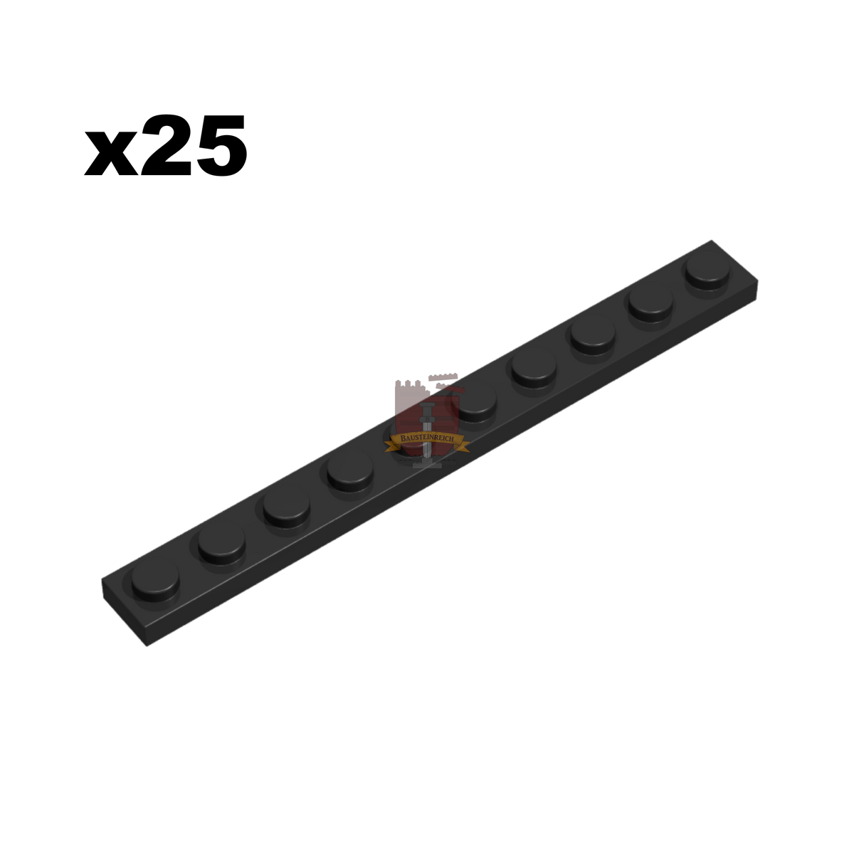 Plate 1x10 schwarz 25 Stück (Gobricks)